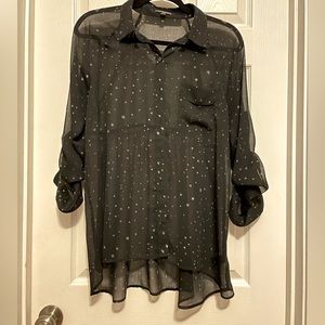 Express Sheer Blouse Black with Stars